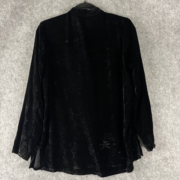 Vintage Gap Silk Blend Top Womens M Black Crushed Velvet Knot Button Hong Kong - Picture 12 of 16
